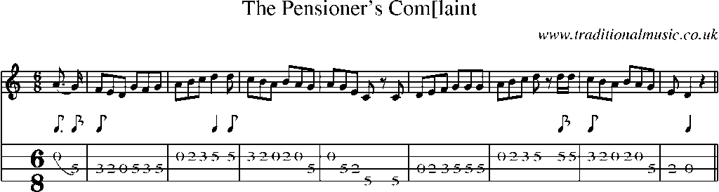 Mandolin Tab and Sheet Music for The Pensioner's Com[laint
